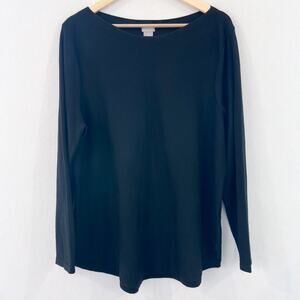 Chico's Black Boatneck Lightweight Pullover Sweater size XL Relaxed Casual